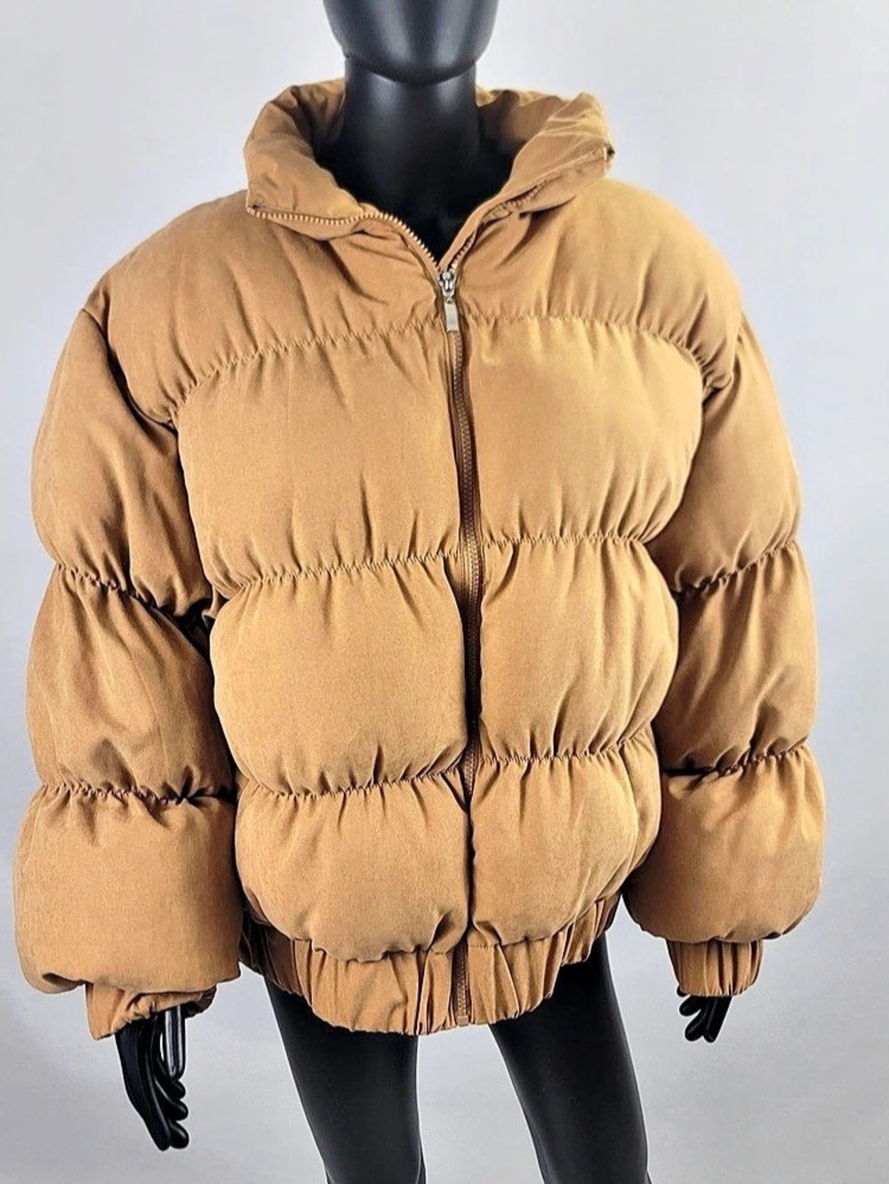 Missguided Women's Puffer Jacket in Brown Size 14 Like New